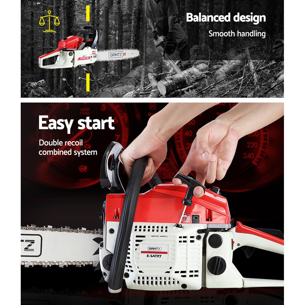 GIANTZ 52CC Petrol Commercial Chainsaw Chain Saw Bar E-Start Pruning