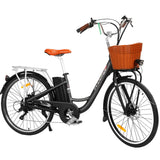 Phoenix 26" Electric Bike Bicycle eBike e-Bike Motorized City Battery Basket Black
