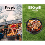 Fire Pit BBQ Charcoal Grill Ring Portable Outdoor Kitchen Fireplace 32"