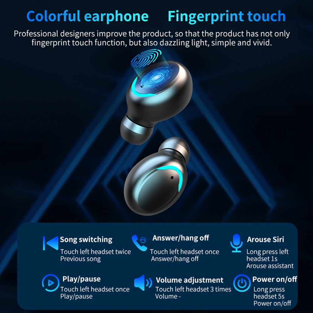 TWS F9 Earphone V5.0 Stereo Wireless Headset Sport Waterproof Bluetooth-compatible Earphones Mini Touch Control Noise Cancelling