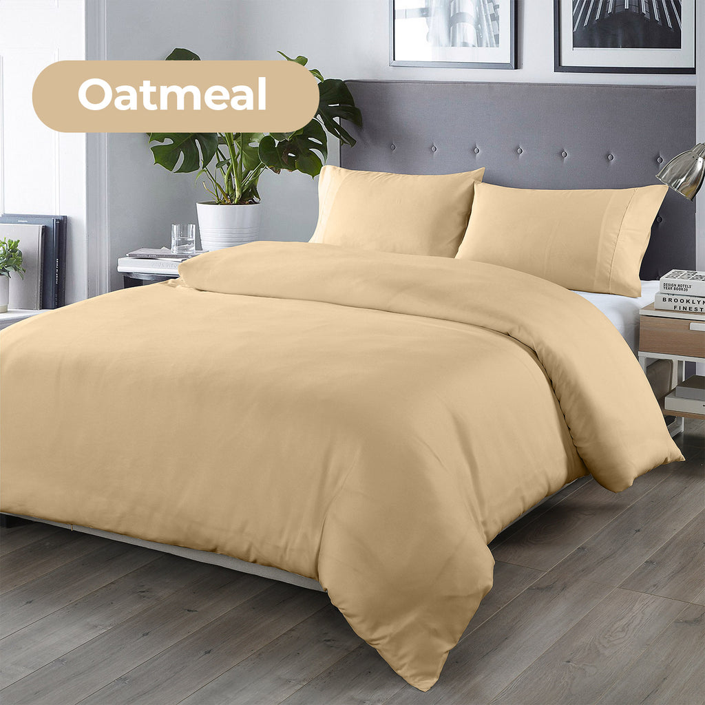 Royal Comfort Bamboo Blended Quilt Cover Set 1000TC Ultra Soft Luxury Bedding Queen Oatmeal